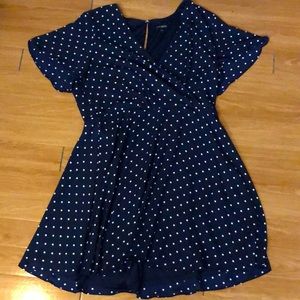 Navy Blue Polkadot Express Dress